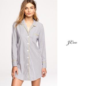 J Crew Pinstriped Sleep Shirt XS